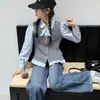 Camisa de manga comprida para meninas, top infantil de duas peças falso, novo estilo de camisa Outono 2026, roupa da moda e estilosa para crianças mais velhas