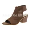 Zapatos de tacón alto para mujer Juyuan estilo europeo y americano con punta redonda y talla grande, Sandalias de mujer sin cierres de color liso, Sandalias de tacón alto en tallas grandes