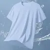 Camiseta de Manga Corta de Seda Helada Transfronteriza Color Sólido para Hombre Verano Estilo Coreano Top para Hombre Camiseta Cuello Redondo Manga Media Secado Rápido de Moda Nuevo Estilo