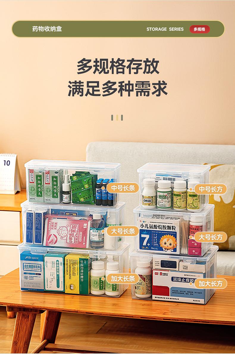 桌上收纳小药盒便携可叠放长方形收纳盒带盖透明收纳药