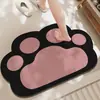 Alfombrilla de Baño de Tierra de Diatomeas, Forma de Pata de Gato Negra, Absorbente de Agua, Secado Rápido, Alfombrilla Antideslizante para Baño y Entrada del Baño