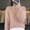 Mezcla de Lana 2026 Otoño e Invierno Nuevo Suéter Básico de Punto Corto con Encaje Empalmado y Perlas para Mujer Cuello Redondo