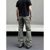 Calça Tooling Verde Militar Vibe Estilo Americano Masculina Verão Reta Multibolsos Pregueada Casual cleanfit