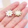 Flor de Crisantemo Blanco Goteo de Aceite Flor de Girasol Colgante de Aleación Accesorios para Joyería DIY Collar Pendientes Llavero Colgante Pequeño