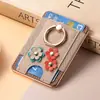 Adecuado para soporte de tarjeta magnética Magsafe de Apple, soporte de anillo, almacenamiento de flor de tarjeta con chapado, soporte de tarjeta magnética fuerte portátil