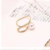 Pendiente de botón creativo europeo y americano, clip para oreja moderno y a la moda, todo para combinar, clip para oreja de perla en forma de U con estrella de diamante único para mujer
