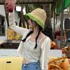 Sombrero de Paja Gradual de Colores Transpirable para Niños Primavera y Verano que Muestra la Cara Versión Coreana ins Protector Solar Sombrero de Pescador Sombrero de Cubo para la Playa