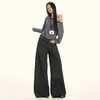Calça Casual de Lã Wide-Leg Estilo Retrô Americano para Mulheres, Cintura Baixa, Botões, Solta, Emagrecimento, Cobre a Pele, Caimento Fluido, Versátil, Comprimento no Chão