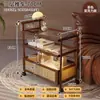 Estantería con Carrito Móvil para Sala de Estar, Mesa de Café Pequeña Vintage, Mesa Lateral para Sofá con Ruedas, Estante de Almacenamiento para Snacks