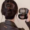 Grampo de Cabelo Curvo com Estampa de Leopardo e Abalone Estilo Coreano Fashion para a Parte de Trás da Cabeça, Acessório de Cabelo de Alto Padrão Estilo Antigo