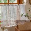Pantallas de Encaje Blanco Acabado Transfronterizo, Cortinas de Puerta Transfronterizas, Cortinas de Gasa para Dormitorio, Cortinas Cortas Americanas, Cortinas de Media Altura, Venta al por Mayor de Fabricantes