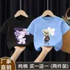 Camiseta de Manga Corta para Niña 2025 Verano Nuevo Elegante Estampada Algodón Holgada Casual Versátil Superior Moderno