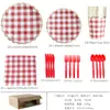 Série Xadrez Vermelho Transfronteiriça Festa Temática Conjunto Descartável de Louça Prato de Papel Toalha Layout de Cena de Aniversário