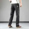 Jeans negros y grises para hombre, estilo primavera/verano, pierna recta, corte holgado, pantalones de hombre, pantalones para hombres de mediana edad, nuevos pantalones largos de primavera