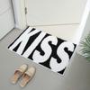Alfombra de Piso Absorbente con Letras Simples en Blanco y Negro, con Textura de Felpa y Borlas, Alfombra de Baño para Piso de Baño, Manta para Mesita de Noche de Dormitorio, Alfombra Antideslizante