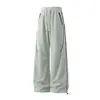 Calça casual masculina estilo americano com costura contrastante, nova para primavera e outono, corte solto, versátil, esportiva, perna larga