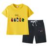 Alongus Ropa Infantil Traje de Verano para Niños y Niñas Conjunto de Dos Piezas de Algodón Puro para Niños Camiseta de Manga Corta Pantalones Cortos Verano Nuevo