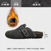 Zapatos Birkenstock con Aumento Interior y Terciopelo para Mujer para Usar Afuera 2025 Nuevos Zapatos Cálidos de Lana y Algodón de Invierno Zapatos Birkenstock Retro Baotou