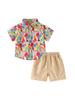 Ropa para niños Dos piezas Camisa de manga corta para niños Top holgado Solapa Camisa de moda Shorts casuales Traje de moda