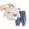 Conjunto de Otoño a la Moda para Niñas con Mangas Largas 2025 Nuevo Estilo Ropa de Otoño para Bebés Conjunto Elegante con Bolsillo de Conejo y Mangas Largas