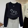 Suéter Tricô Pulôver Manga Longa Casual Estilo Coreano Macio Gola Redonda Solto Feminino Jacquard Pônei de Desenho Animado Outono/Inverno 2025