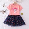 Traje de falda para niña verano bebé malla vestido de princesa camiseta de manga corta niñas manga corta transfronterizo traje para niños