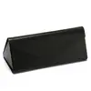Estuche Triangular Plegable para Gafas, Moderno y Portátil, Caja de Almacenamiento Negra Hecha a Mano de Cuero PU Piel de Ternera para Gafas de Sol y Gafas Lisas
