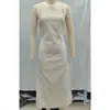 Nuevo Vestido de Verano Casual para Mujer con Dobladillo de Lino, Escote Recto, Sin Mangas y Tirantes para Comercio Exterior