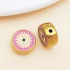 Cuentas espaciadoras de esmalte de ojo de la suerte de doble cara de acero inoxidable con cuentas estilo europeo y americano para accesorios de joyería hechos a mano DIY