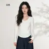 Nova Camiseta Básica de Manga Longa com Decote V para Outono Inicial Feminina Slim Sexy Versátil Temperamento Rejuvenescedora Ombro Normal Feminina
