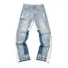 Ga Venta al por Mayor Comercio Exterior Transfronterizo Marca de Moda Jeans de Mezclilla Acampanados Lavados Desgastados Patchwork Unisex