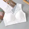 Camisola Bralette de Talla Grande con Adorno de Encaje, Copas Integradas y Diseño sin Mangas