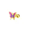 Joyería de Acero Inoxidable para Piercing Corporal, Pendientes de Mariposa de Moda con Goteo de Aceite y Cierre Retorcido, Listos para E-Commerce, de Venta Caliente