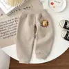 Pantalones con Abertura Inferior para Bebés Niños, Primavera, Otoño e Invierno, Forro Fino de Felpa, Ropa Exterior, Pantalones con Abertura Inferior para Bebés, Pantalones Deportivos para Niños, Felpa Integrada, Niñas