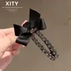 Presilha de jacaré preta de alta qualidade com strass, presilha lateral versátil para franjas e cabelos soltos, acessório de cabelo que não danifica, presilha de cabelo da moda