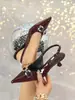 Sandalias de Tacón Alto Negras de Charol con Punta Cerrada para Mujer, Estilo Europeo y Americano, Tacón Fino, Punta Fina, Elegantes, Profesionales, para Viajar al Trabajo, sin Tira Trasera