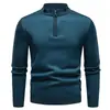 Comercio Exterior Moda Otoño e Invierno para Hombre Color Sólido Media Cremallera Forro Polar Engrosado Suéter Prendas de Punto Casuales