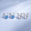 Damila Pendientes de asta de plata de ley S925 con circonita azul estilo coreano un ciervo tiene pendientes de circonita joyería navideña femenina venta al por mayor
