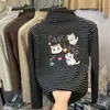 Camiseta térmica de base estilo coreano para niña, con rayas, Otoño/Invierno, manga larga, para niños, cuello semi-alto, cálida