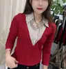 Novo Estilo de Início de Outono Moda Redutora de Idade Emagrecedora Valorizadora Chique Camisa de Manga Longa Versátil Simples para o Trabalho Falso Duas Peças