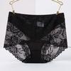 Roupa íntima de renda cintura média-alta feminina sexy transparente sem costura plus size Calcinha de quadril Roupa íntima feminina de modal Cabeça