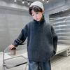 Suéter Infantil Outono/Inverno 2025 Novo Crianças Camada Base Engrossada Inverno Gola Alta Suéter de Tricô para Meninos Mais Velhos Tendência