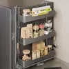 Estante de Almacenamiento para Cocina para el Lado del Refrigerador, Estante de Pared sin Taladro para Film Plástico y Condimentos, Organizador en Capas