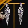Estilo Ins Europeo y Americano Personalidad Retro Noble Lujoso Versátil Strass Gota de Agua Aguja de Plata Borla Pendientes Largos