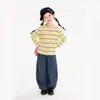 Ropa Infantil Nuomi Wanzi 2026 Otoño Nuevo Top para Niñas Estilo Coreano Rayas de Copo de Nieve Suéter Cárdigan de Manga Larga