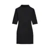 Vestido bodycon de manga media y cuello semi-alto estilo europeo y americano, Nueva moda de primavera, Versátil, de corte ajustado, Favorecedor, Corto, para Mujer