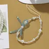 Estilo Girly Dulce Color Claro Cuentas de Arroz Lazo Cristal Perla Cadena para Teléfono Móvil Correa para Cámara Cadena Anti-Pérdida para Auriculares