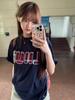 Camiseta de Verano a la Moda Camiseta de Manga Corta Estampada a la Moda Tops Camiseta de Manga Corta de Algodón Puro con Textura de Verano Casual para Mujer