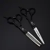 Tijeras de Peluquería Personalizadas Neipson Negras de 6.0 pulgadas, Tijeras Planas, Tijeras para Flequillo, Tijeras Entresacadoras, Tijeras Entresacadoras