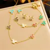 Accesorios Cruzados Flor de Perla Simple Corazón Forma de Corazón Amor Mariposa Cadena Chapada en Oro Joyería de Acero Inoxidable Conjunto Europeo y Americano para Mujeres